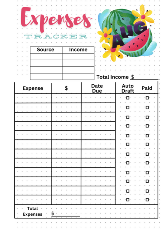 August Expenses Tracker