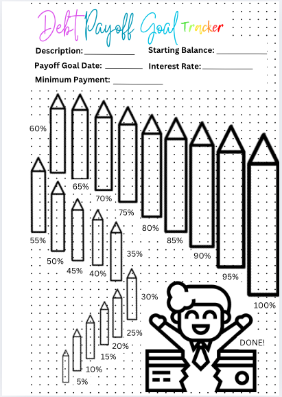 Debt Payoff Goal Tracker Coloring Page