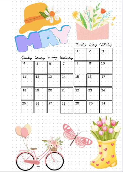 May Monthly Calendar