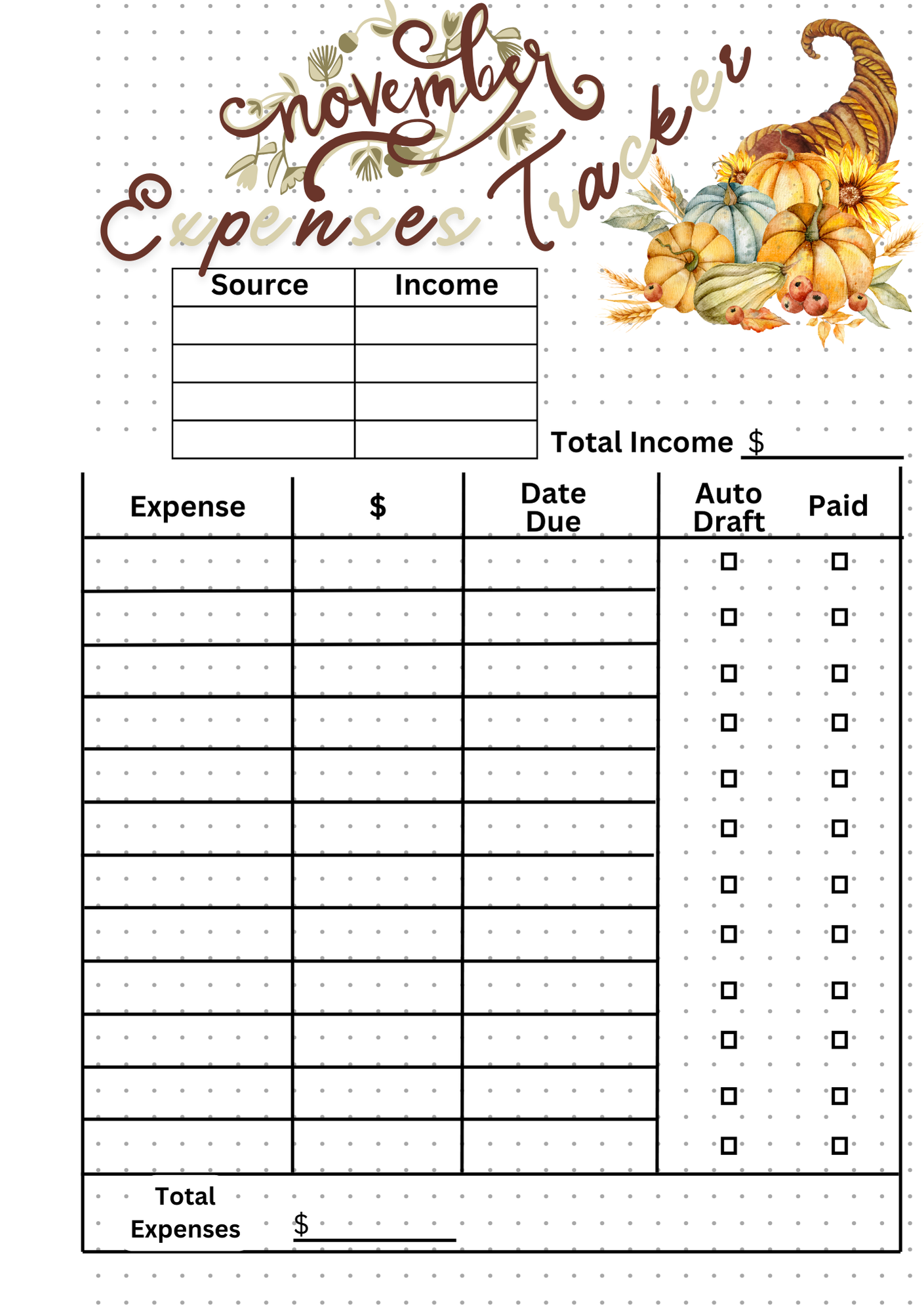 November Expenses Tracker