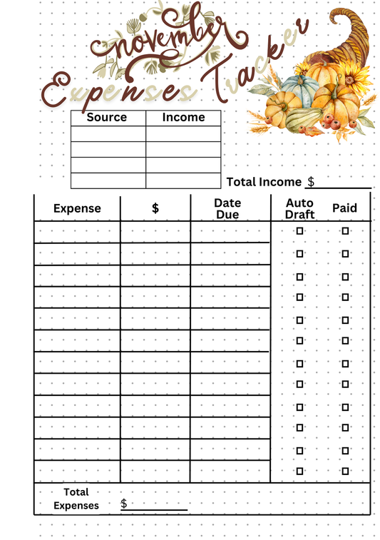 November Expenses Tracker